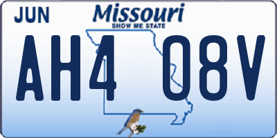 MO license plate AH4O8V