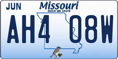 MO license plate AH4O8W