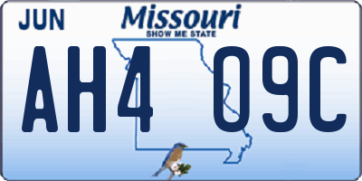 MO license plate AH4O9C