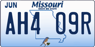 MO license plate AH4O9R