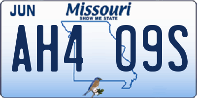 MO license plate AH4O9S