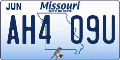 MO license plate AH4O9U