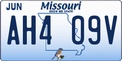 MO license plate AH4O9V