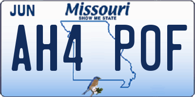 MO license plate AH4P0F