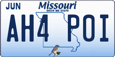 MO license plate AH4P0I