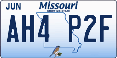 MO license plate AH4P2F