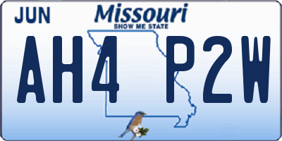 MO license plate AH4P2W