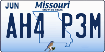 MO license plate AH4P3M