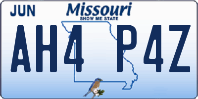 MO license plate AH4P4Z