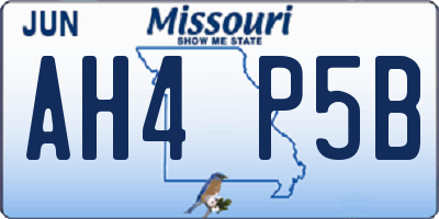 MO license plate AH4P5B