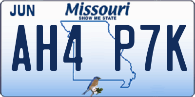 MO license plate AH4P7K