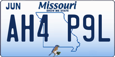 MO license plate AH4P9L
