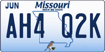 MO license plate AH4Q2K