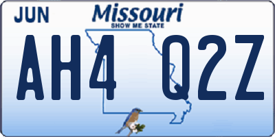 MO license plate AH4Q2Z