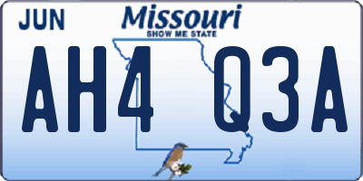 MO license plate AH4Q3A
