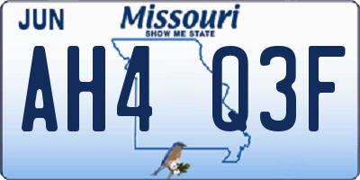 MO license plate AH4Q3F