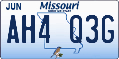 MO license plate AH4Q3G