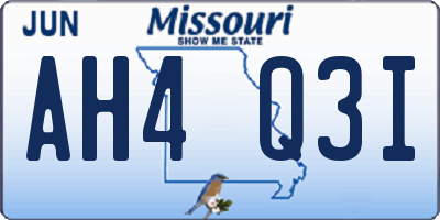MO license plate AH4Q3I
