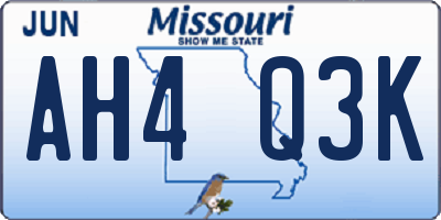 MO license plate AH4Q3K
