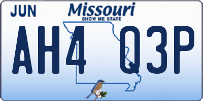 MO license plate AH4Q3P