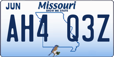 MO license plate AH4Q3Z