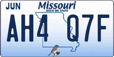 MO license plate AH4Q7F