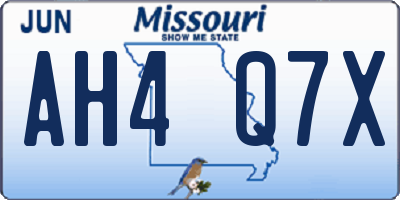 MO license plate AH4Q7X