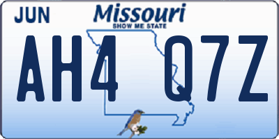 MO license plate AH4Q7Z