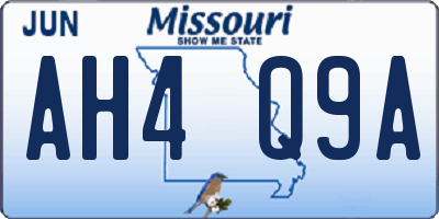 MO license plate AH4Q9A