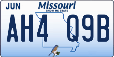 MO license plate AH4Q9B
