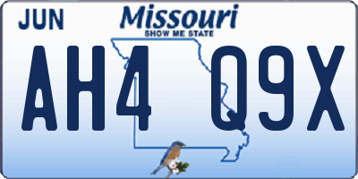 MO license plate AH4Q9X