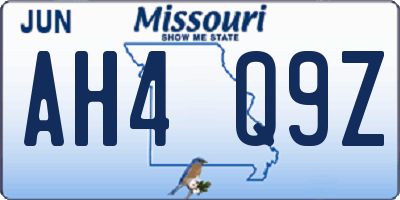 MO license plate AH4Q9Z