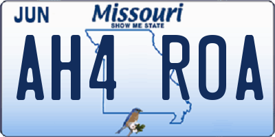 MO license plate AH4R0A