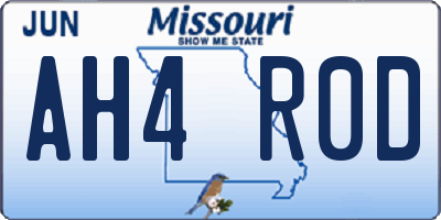 MO license plate AH4R0D