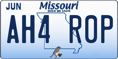MO license plate AH4R0P
