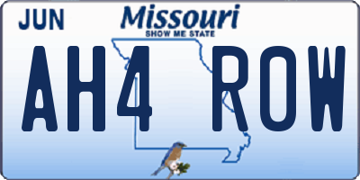 MO license plate AH4R0W