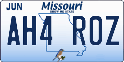 MO license plate AH4R0Z