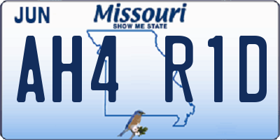 MO license plate AH4R1D