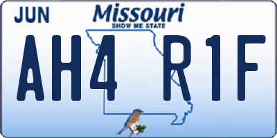 MO license plate AH4R1F