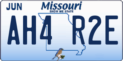 MO license plate AH4R2E