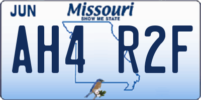 MO license plate AH4R2F