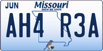 MO license plate AH4R3A