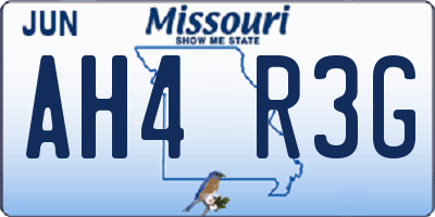 MO license plate AH4R3G