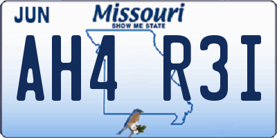 MO license plate AH4R3I