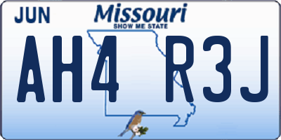 MO license plate AH4R3J