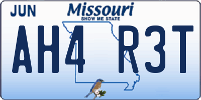 MO license plate AH4R3T