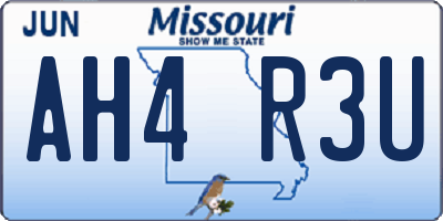MO license plate AH4R3U