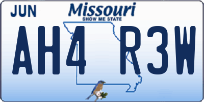 MO license plate AH4R3W