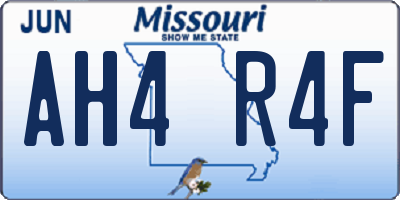 MO license plate AH4R4F