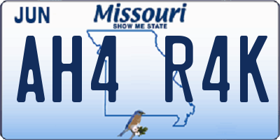 MO license plate AH4R4K